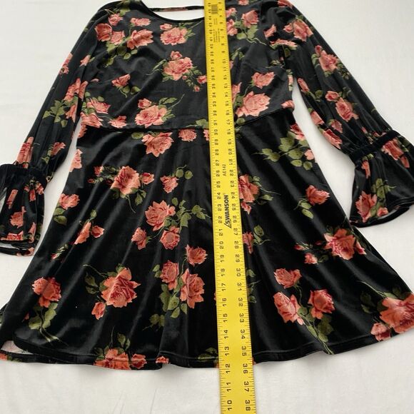 Exhilaration Dress Womens XL Black Floral Velvet Long Sleeve Goth Whimsigoth - Picture 6 of 11